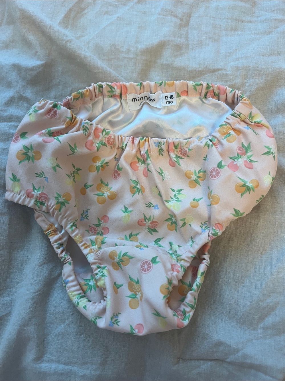 Minnow Pink Citrus Print Swim Diaper Cover - 12-18 Mo